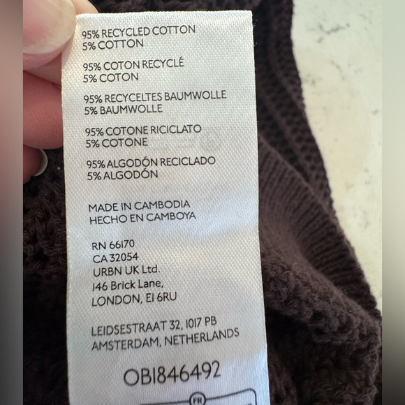 URBAN OUTFITTERS BDG Beach Cardigan Dark Brown Sz Medium NWOT V-neck Open Knit - Picture 9 of 12